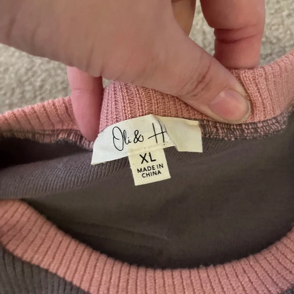 Oli & Hali Women's Patchwork Knit Crewneck Sweatshirt‎ Lagenlook- Size XL - Picture 4 of 8